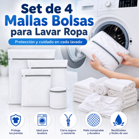 ⭐ Set de 4 Mallas Bolsas para Lavar Ropa – Protección y Cuidado para tus Prendas