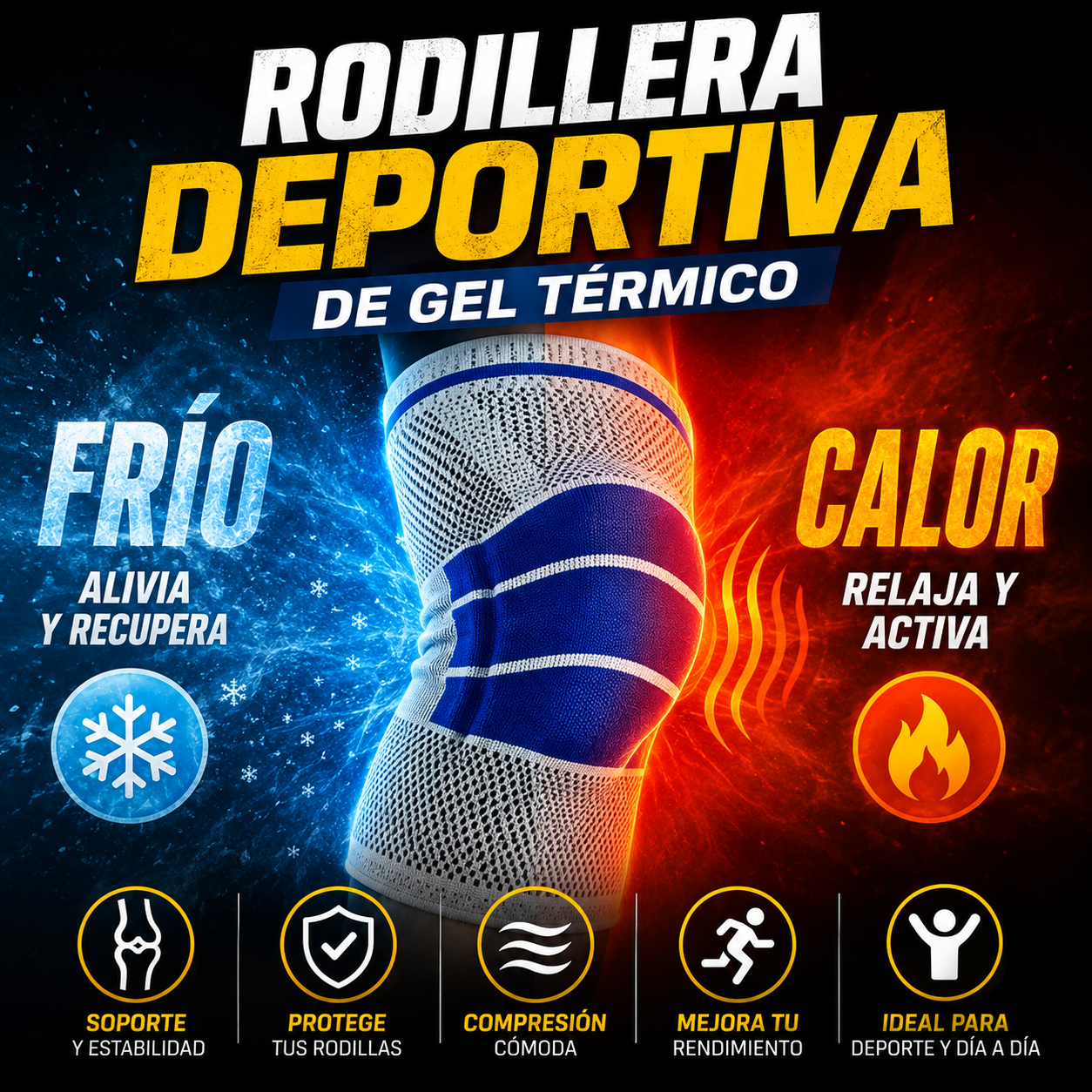 Rodillera Deportiva de Gel Térmico – Soporte y Confort para Tus Entrenamientos