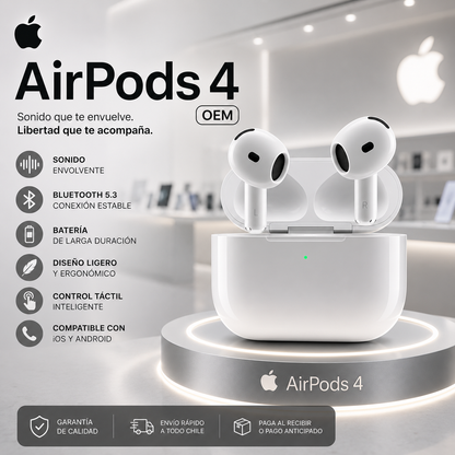 AIRPODS 4 OEM CON CANCELACIÓN DE RUIDO