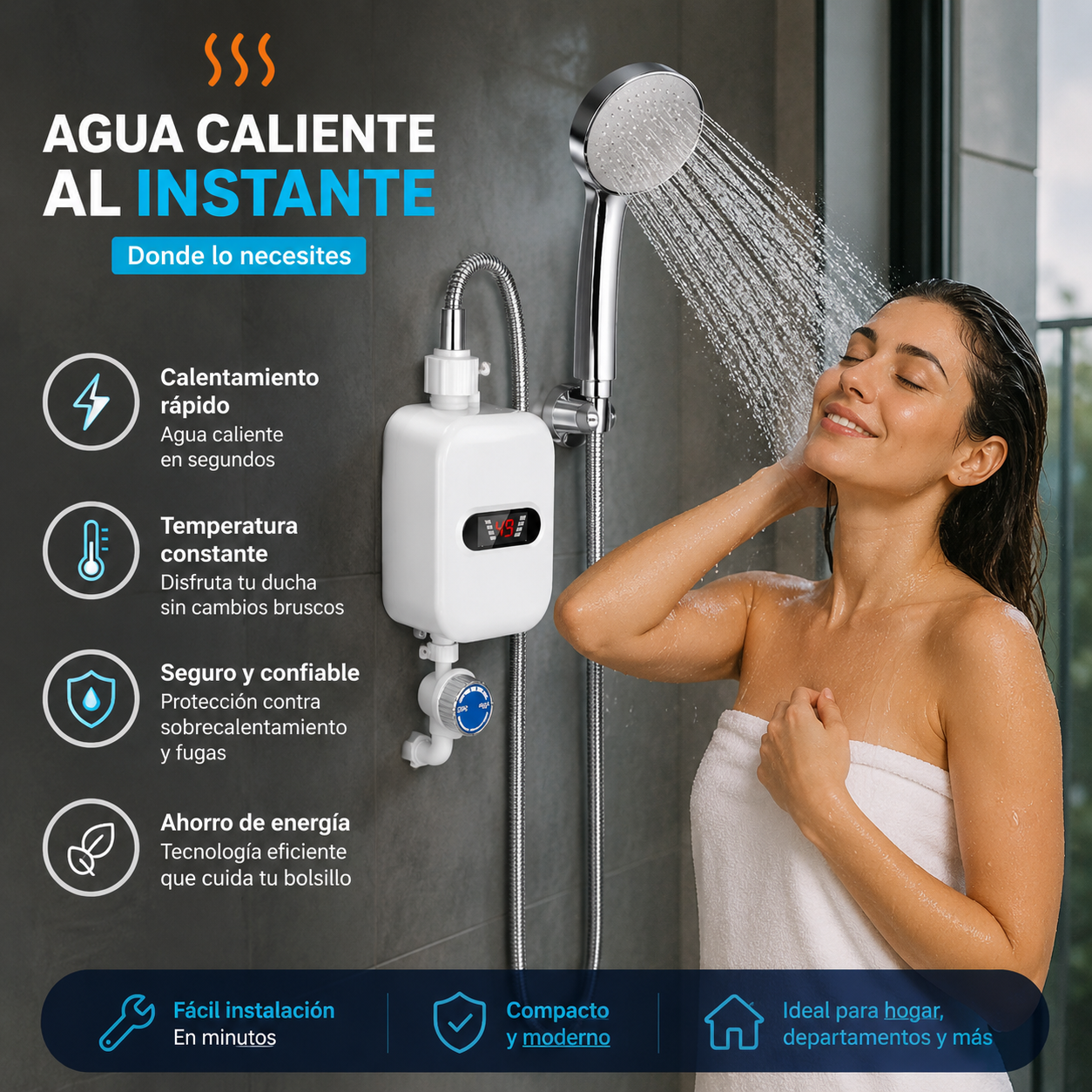 Mini Calentador Agua Ducha Agua Caliente