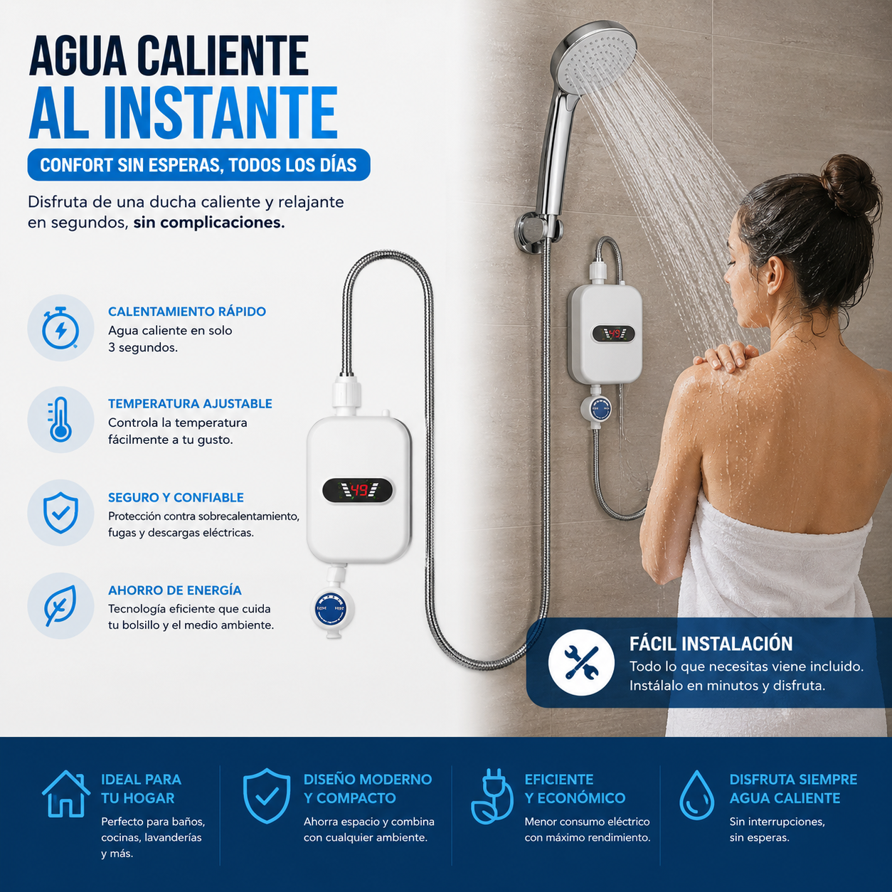 Mini Calentador Agua Ducha Agua Caliente
