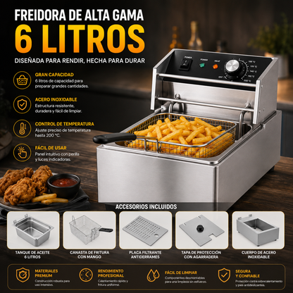 Freidora De Alta Gama 6 Litros