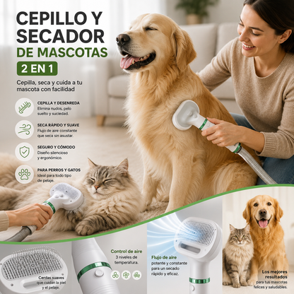 Cepillo Y Secador De Mascotas 2 En 1