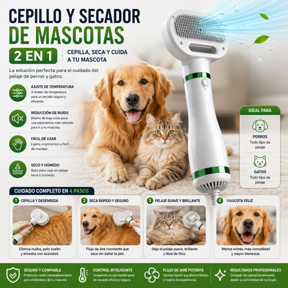 Cepillo Y Secador De Mascotas 2 En 1