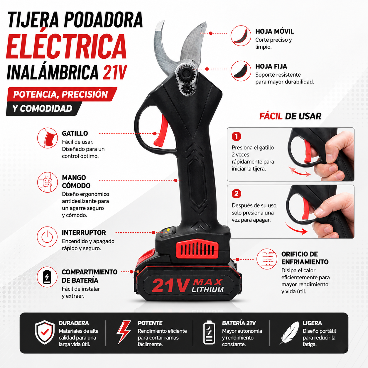 Tijera Podadora Electrica Inalambrica 48v