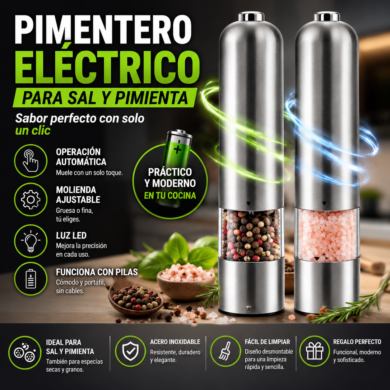 Pimentero Electrico Para Sal Y Pimienta