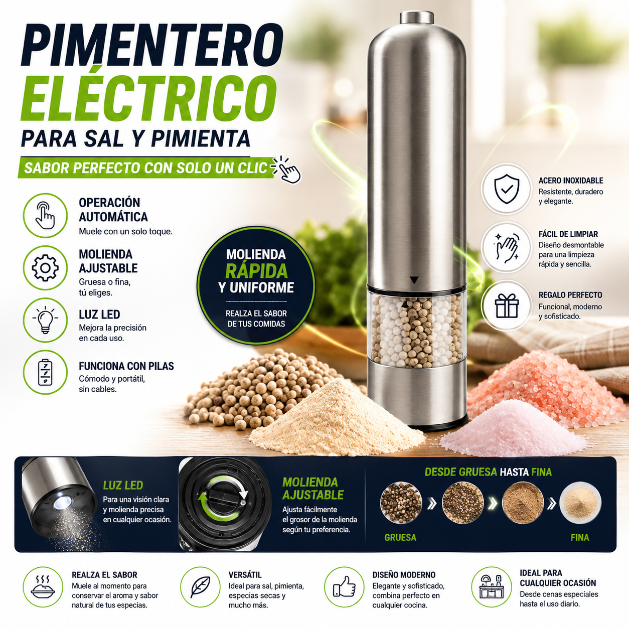 Pimentero Electrico Para Sal Y Pimienta