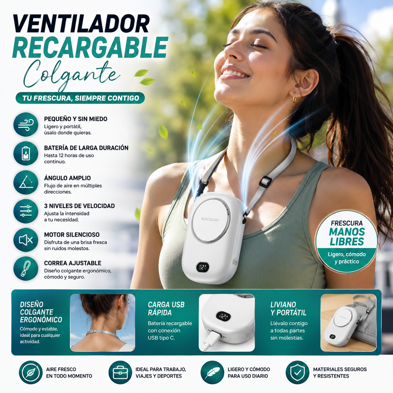 Ventilador Recargable Colgante