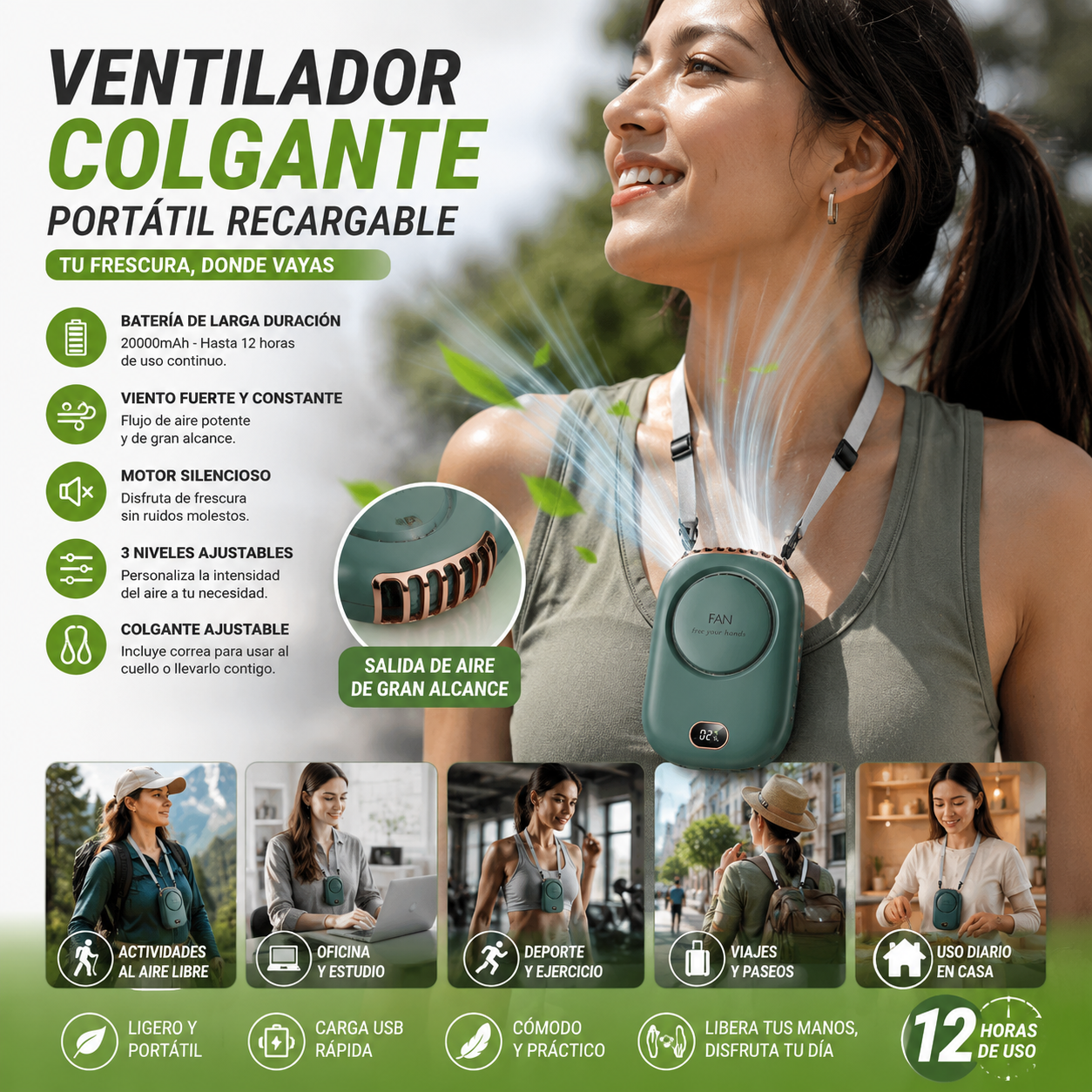 Ventilador Recargable Colgante