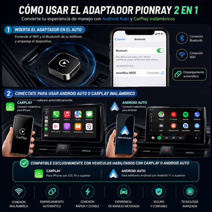 🔗 Adaptador Inalámbrico CarPlay / Android Auto USB – Plug & Play