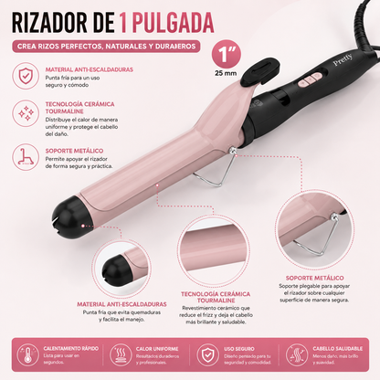 Rizador de 1 pulgada con barril de revestimiento de cerámica