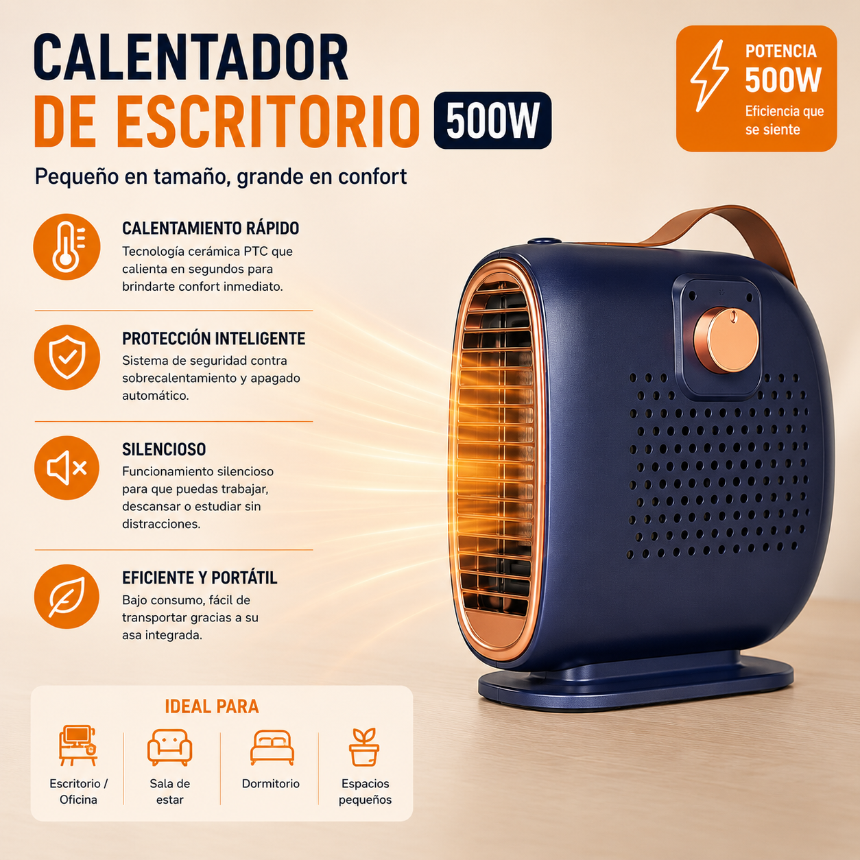 Calentador De Escritorio 500w