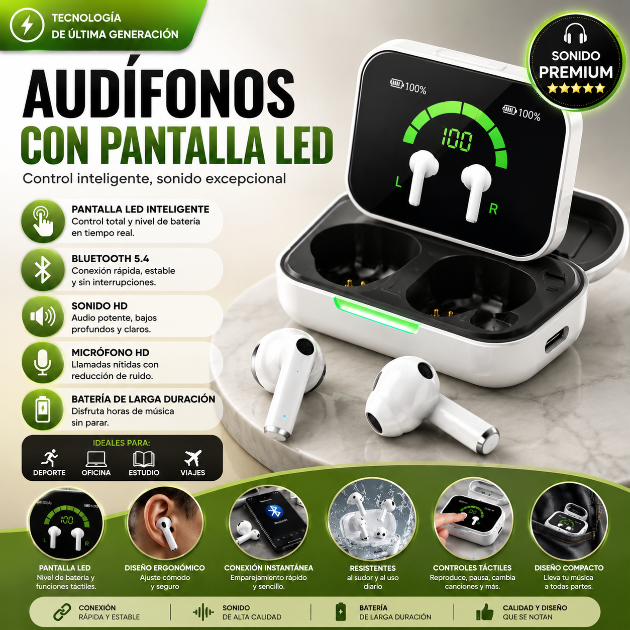 Audifonos Con Pantalla Led
