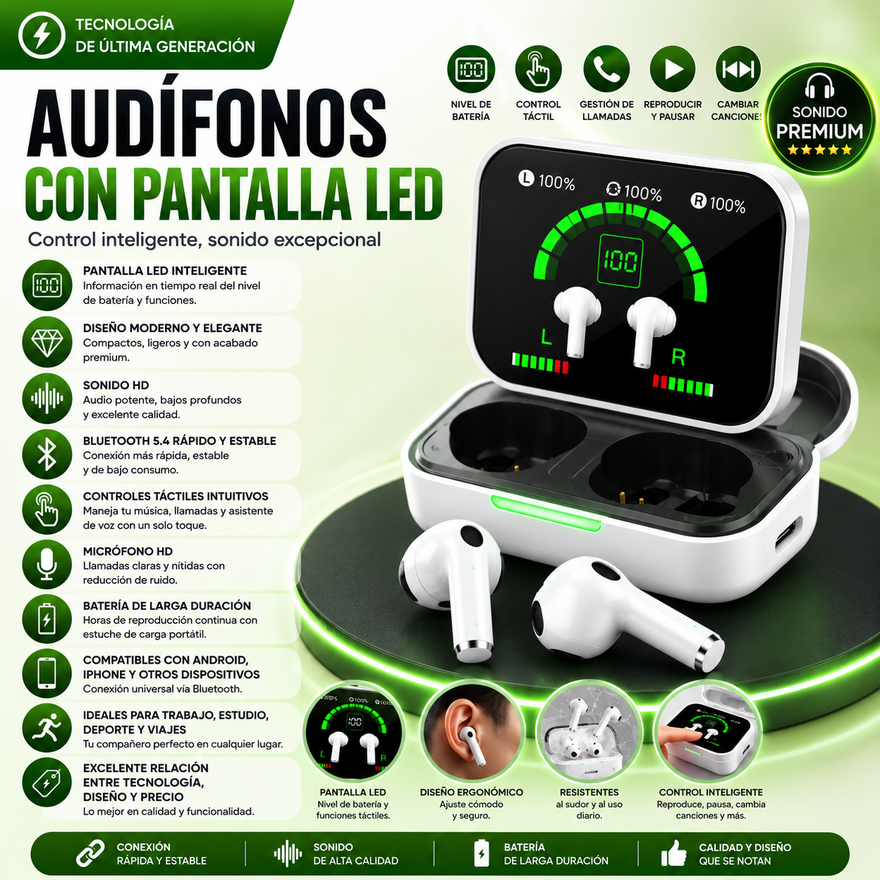 Audifonos Con Pantalla Led