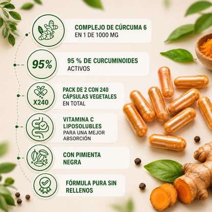 Curcuma Turmeric con pimienta negra 60 capsulas