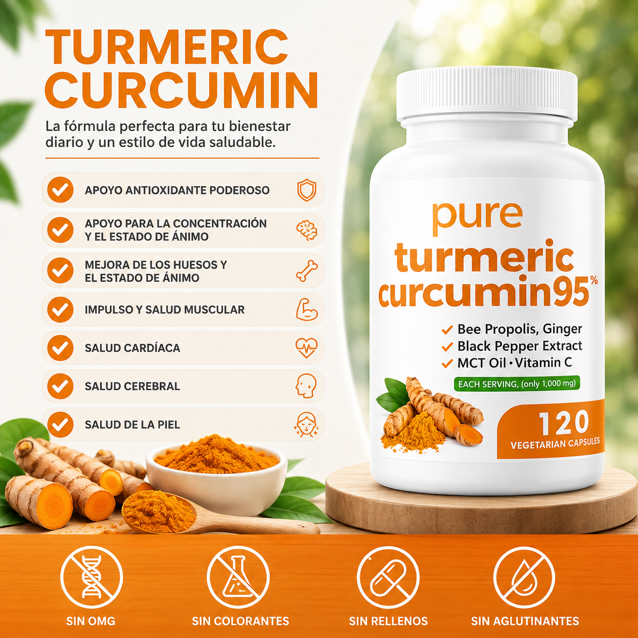 Curcuma Turmeric con pimienta negra 60 capsulas