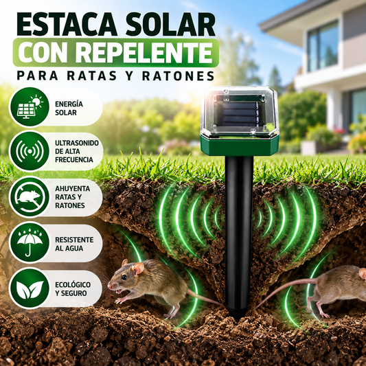 Estaca Solar con Repelente para Ratas y Ratones