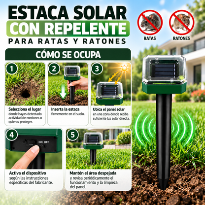 Estaca Solar con Repelente para Ratas y Ratones