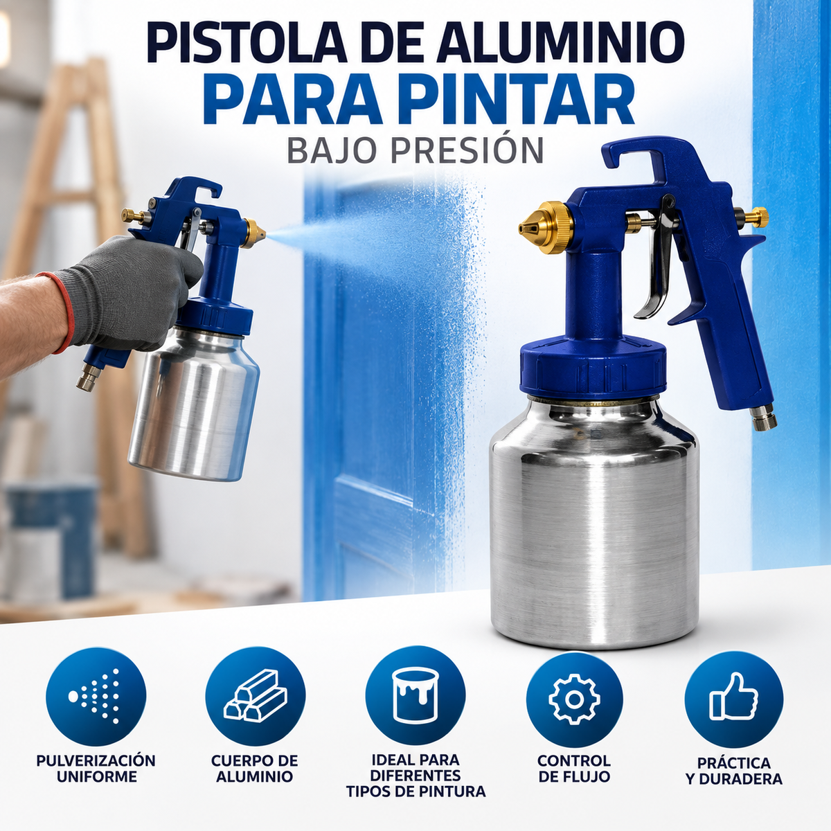 Pistola de Aluminio para Pintar Bajo Presión