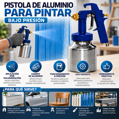 Pistola de Aluminio para Pintar Bajo Presión