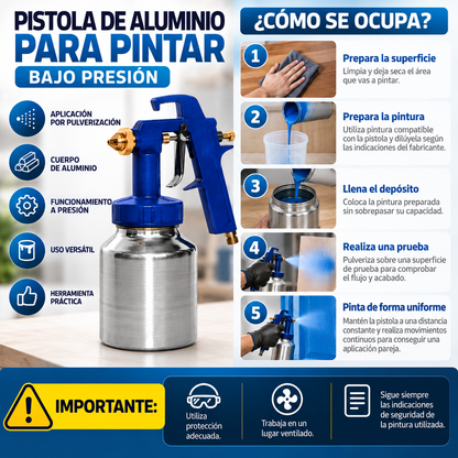 Pistola de Aluminio para Pintar Bajo Presión