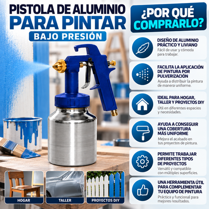 Pistola de Aluminio para Pintar Bajo Presión