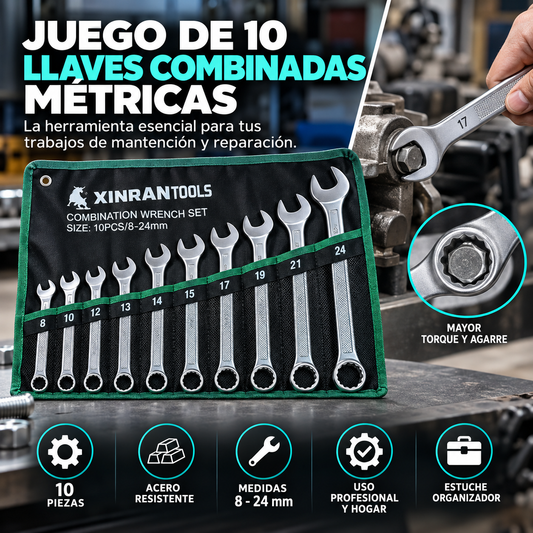 Juego de 10 Llaves Combinadas Métricas