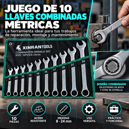 Juego de 10 Llaves Combinadas Métricas