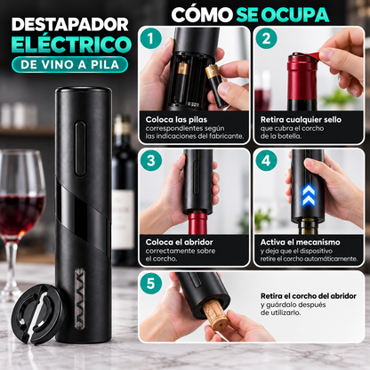Destapador Eléctrico de Vino a Pila