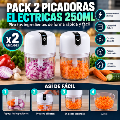 Pack 2 Picadoras Eléctricas 250ML