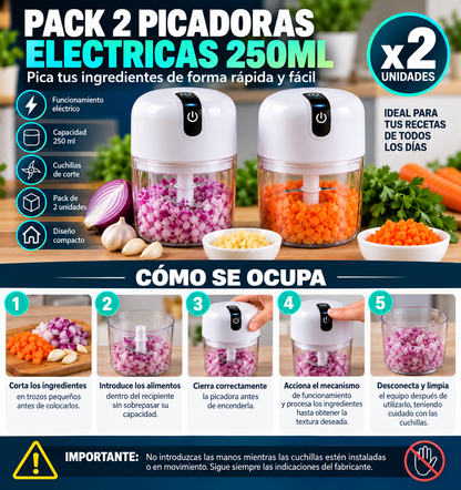 Pack 2 Picadoras Eléctricas 250ML