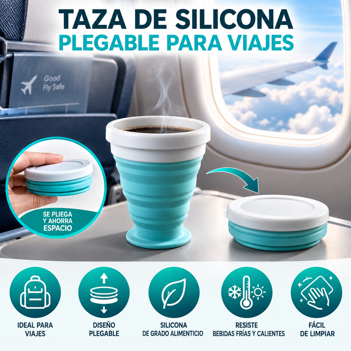 Taza de Silicona Plegable para Viajes