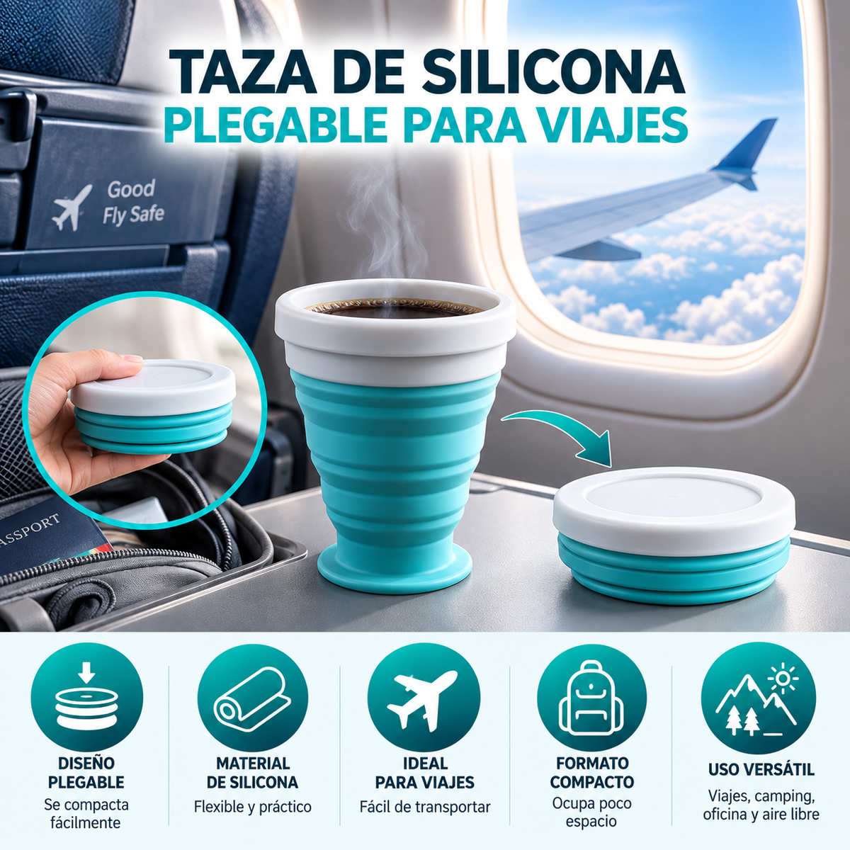 Taza de Silicona Plegable para Viajes