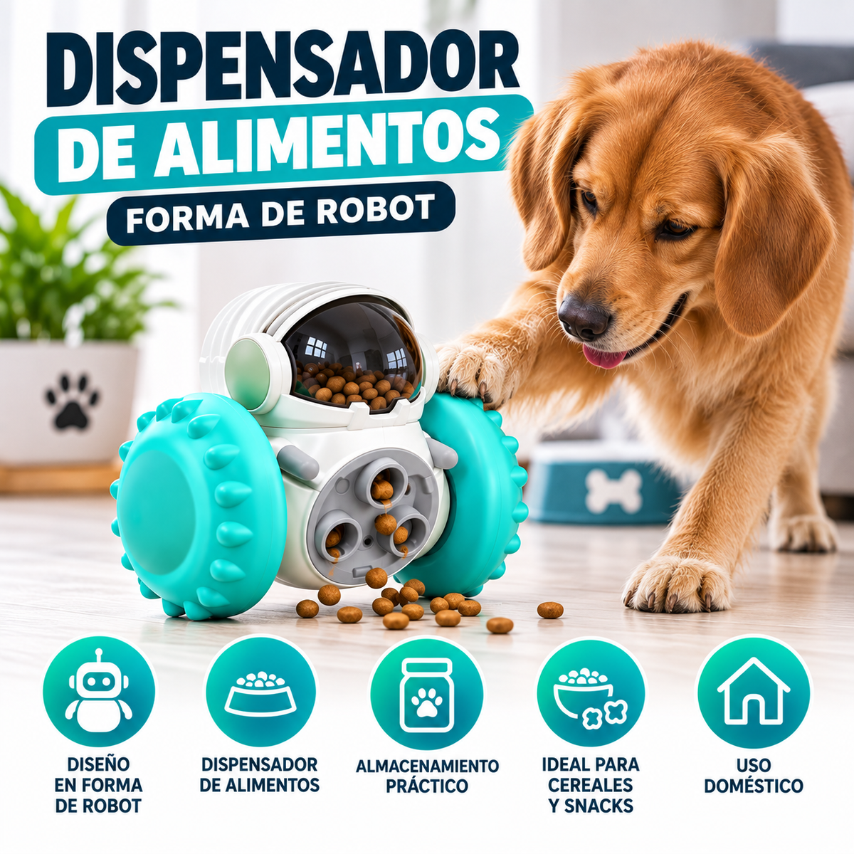 Dispensador de Alimentos Forma de Robot