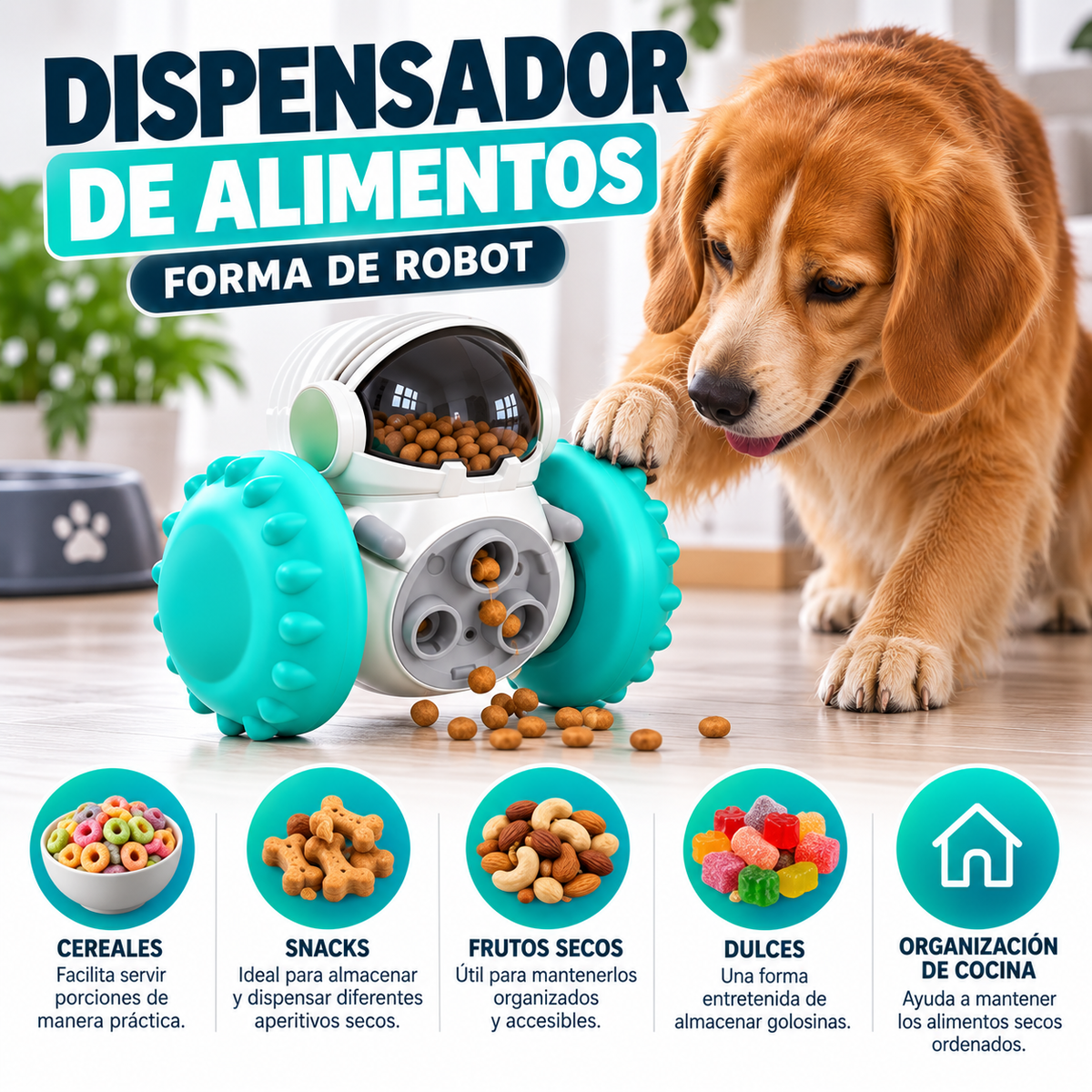 Dispensador de Alimentos Forma de Robot