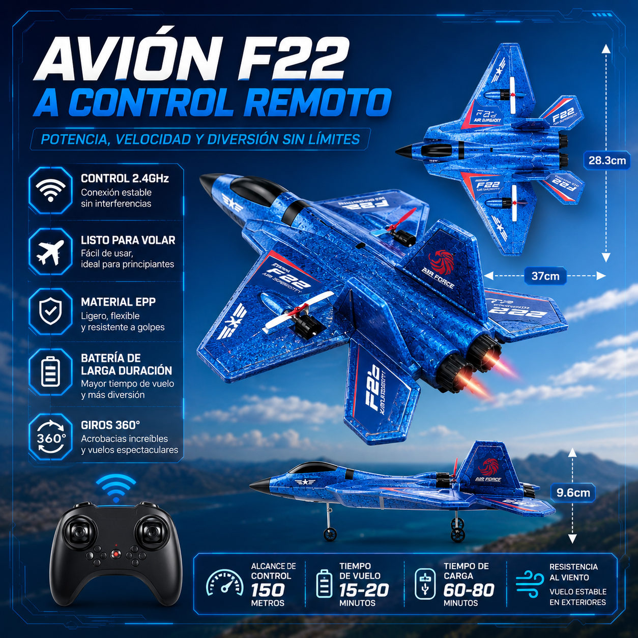 Avión F22 a Control Remoto