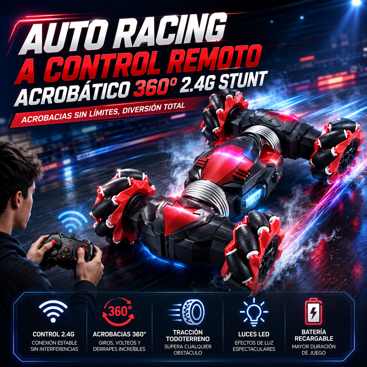 Auto Racing A Control Remoto Acrobático 360° 2.4G Stunt