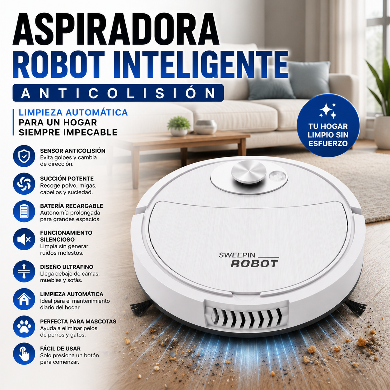 Aspiradora Robot Inteligente Anticolisión