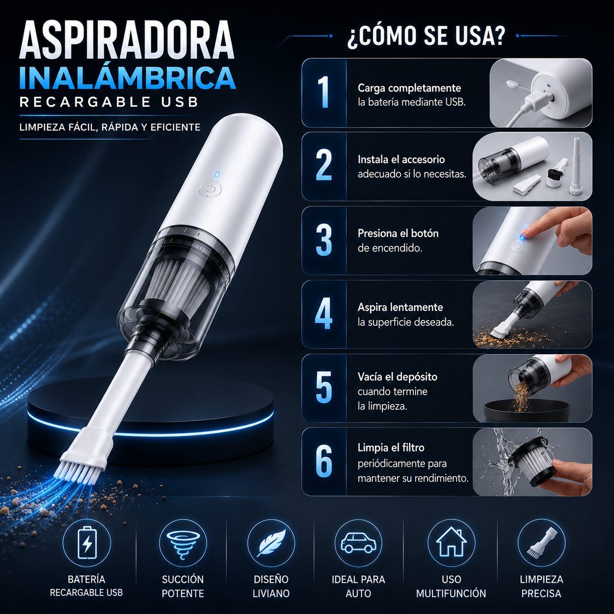 ASPIRADORA DE MANO PORTÁTIL