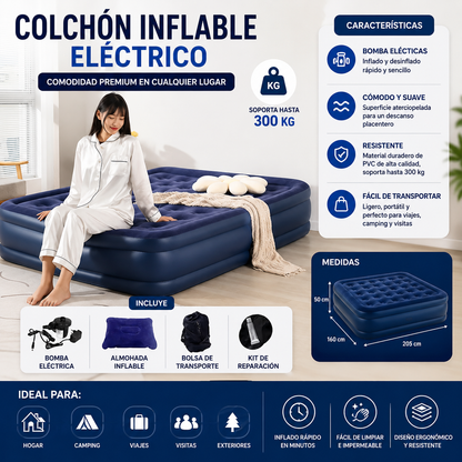 Colchon Inflable Electrico 205x160x50