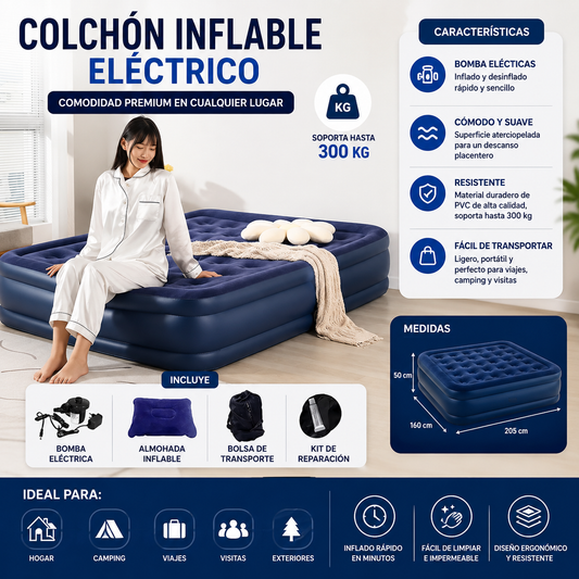 Colchon Inflable Electrico 205x160x50