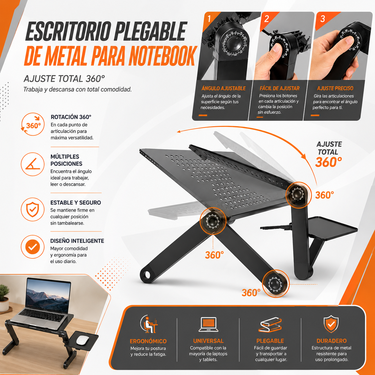 Escritorio Plegable De Metal Para Notebook