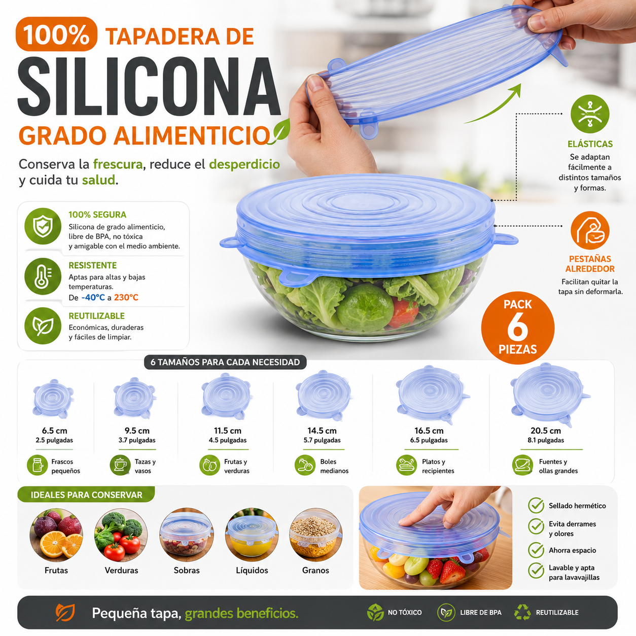 Tapas De Silicona Upsell (Pack 6 piezas)