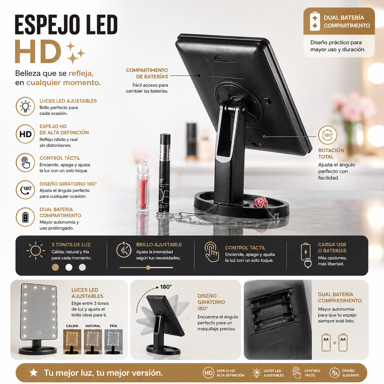 Espejo Led Hd