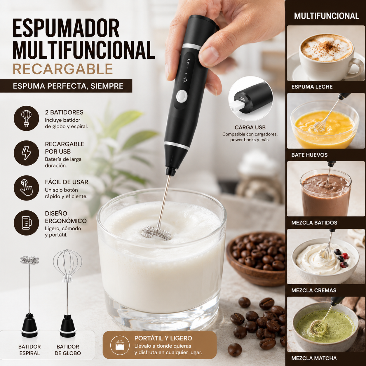 Espumador Multifuncional Recargable