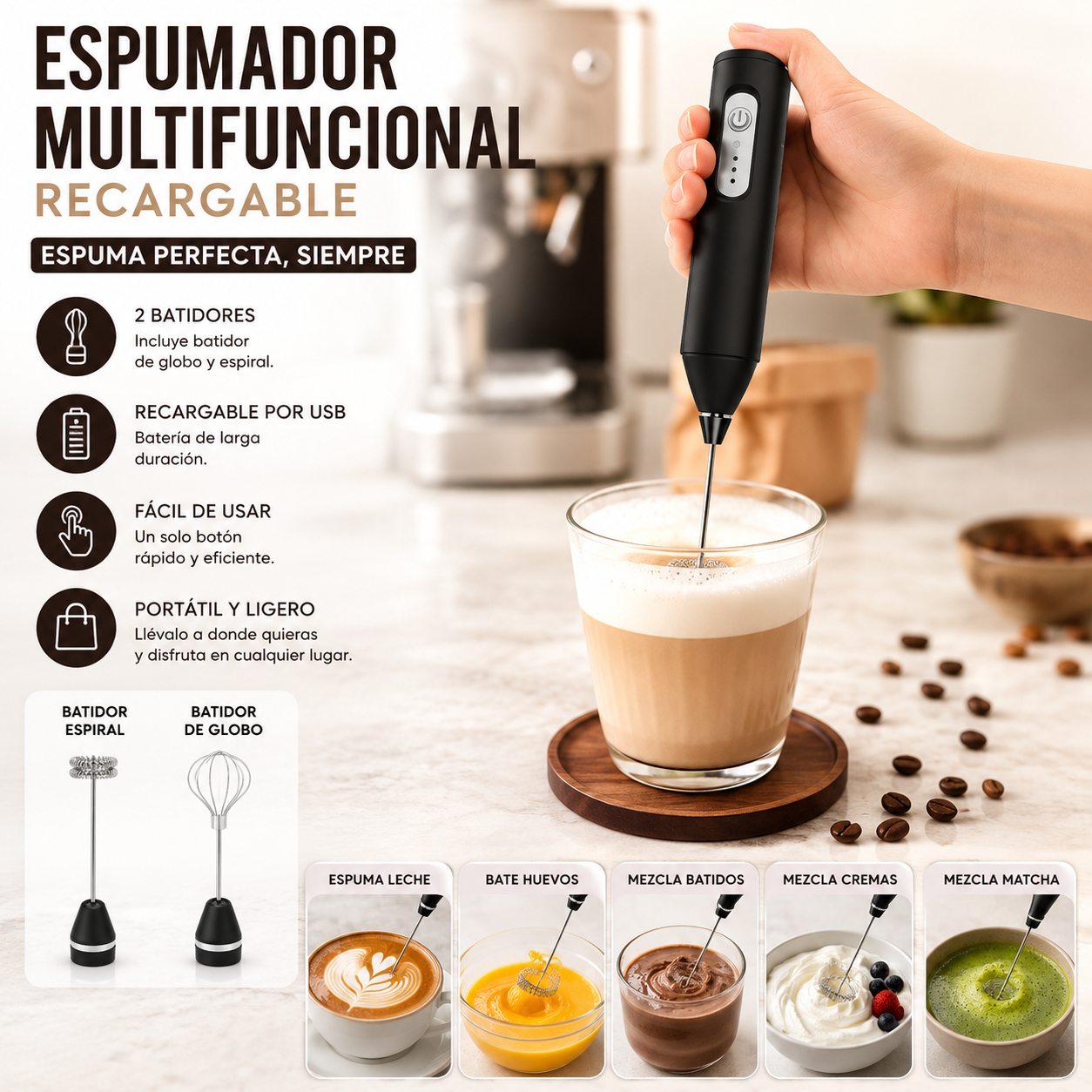 Espumador Multifuncional Recargable