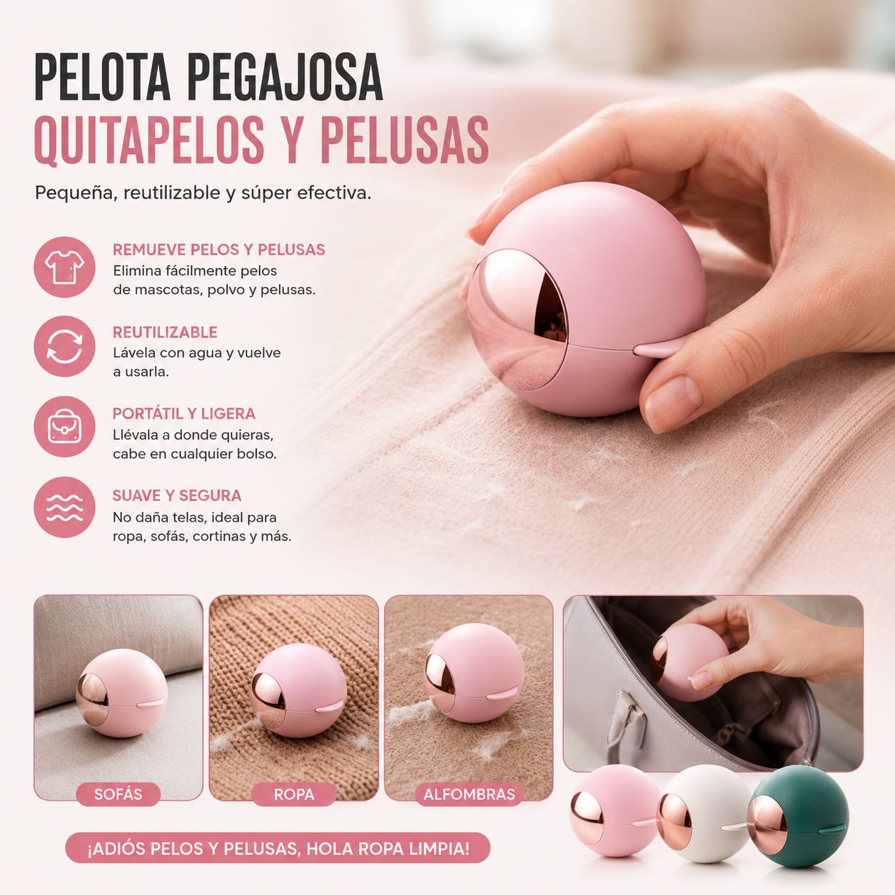 Pelota Pegajosa Quitapelos Y Pelusas