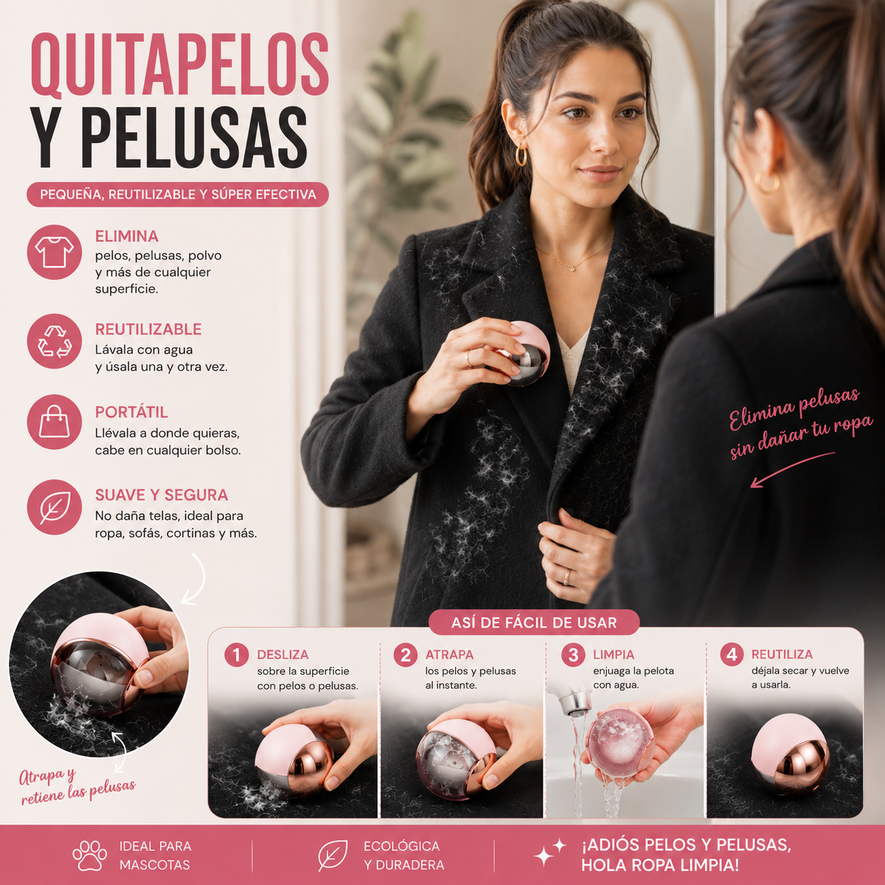 Pelota Pegajosa Quitapelos Y Pelusas
