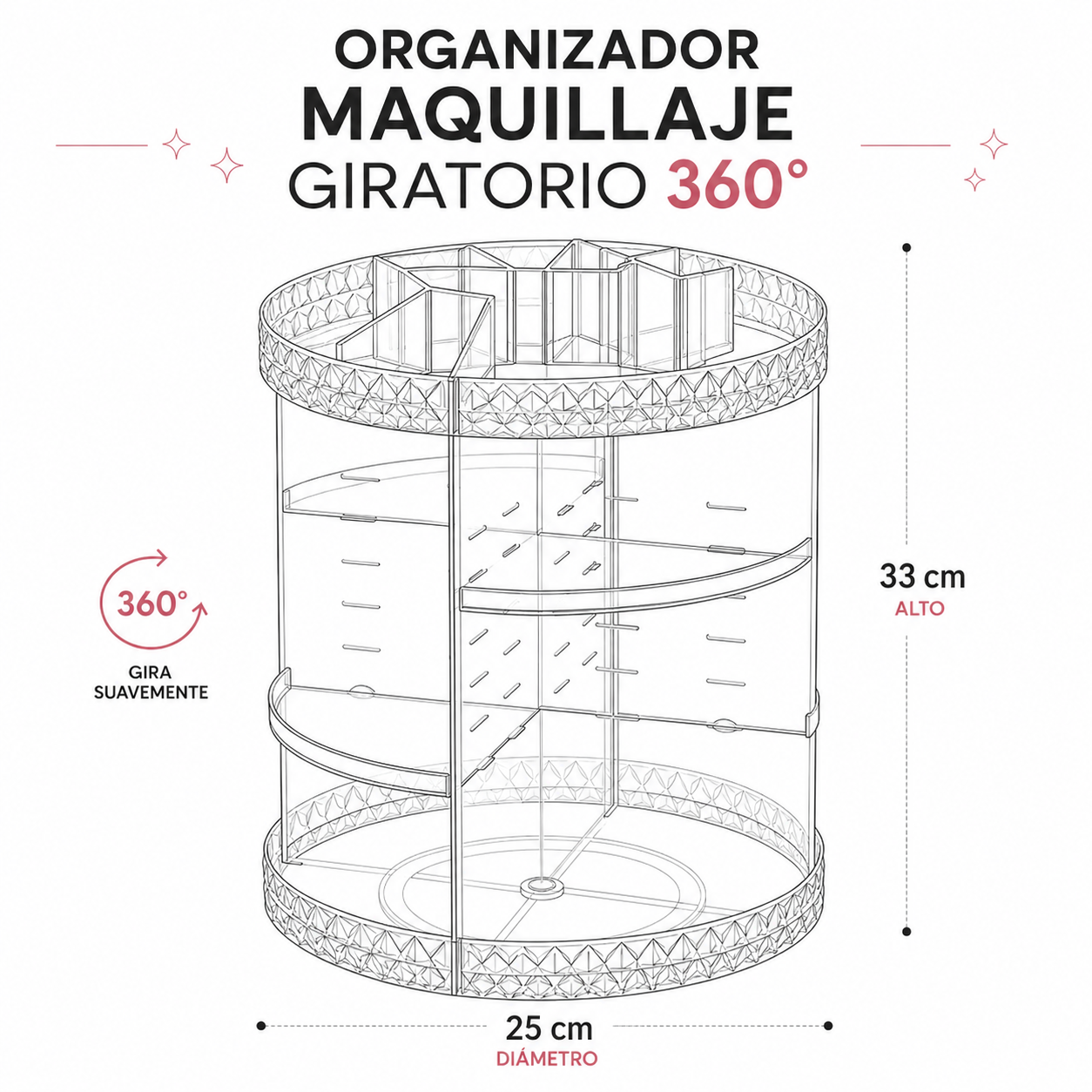 Organizador Maquillaje Giratorio 360
