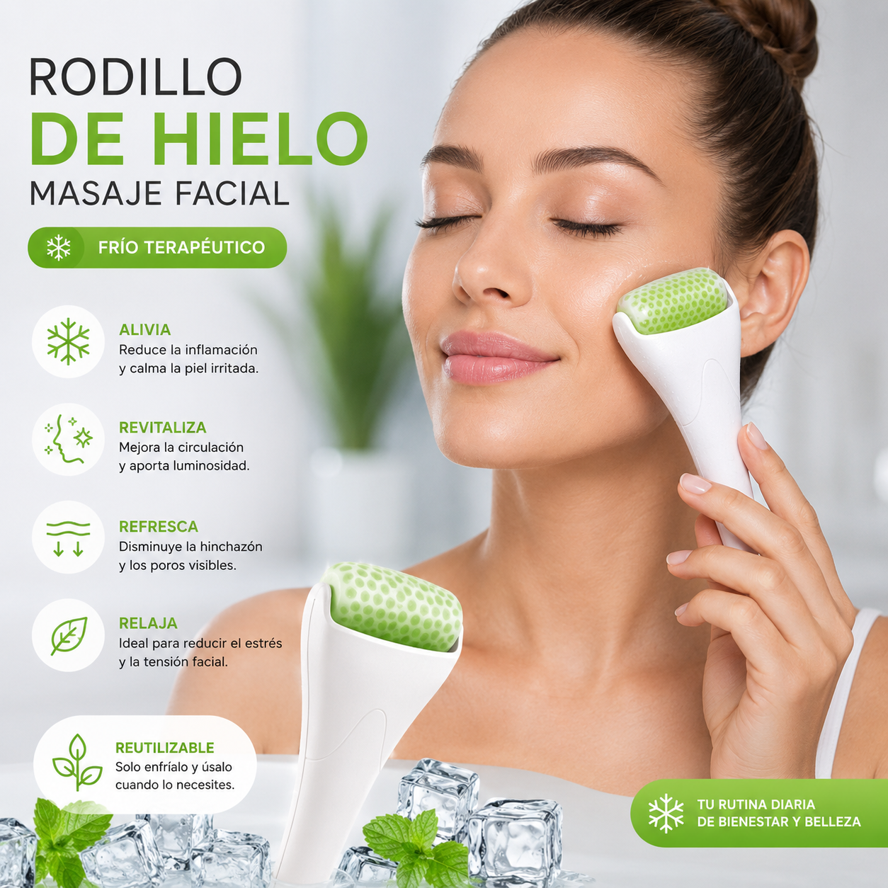 Rodillo D Hielo Frio De Masaje Facial